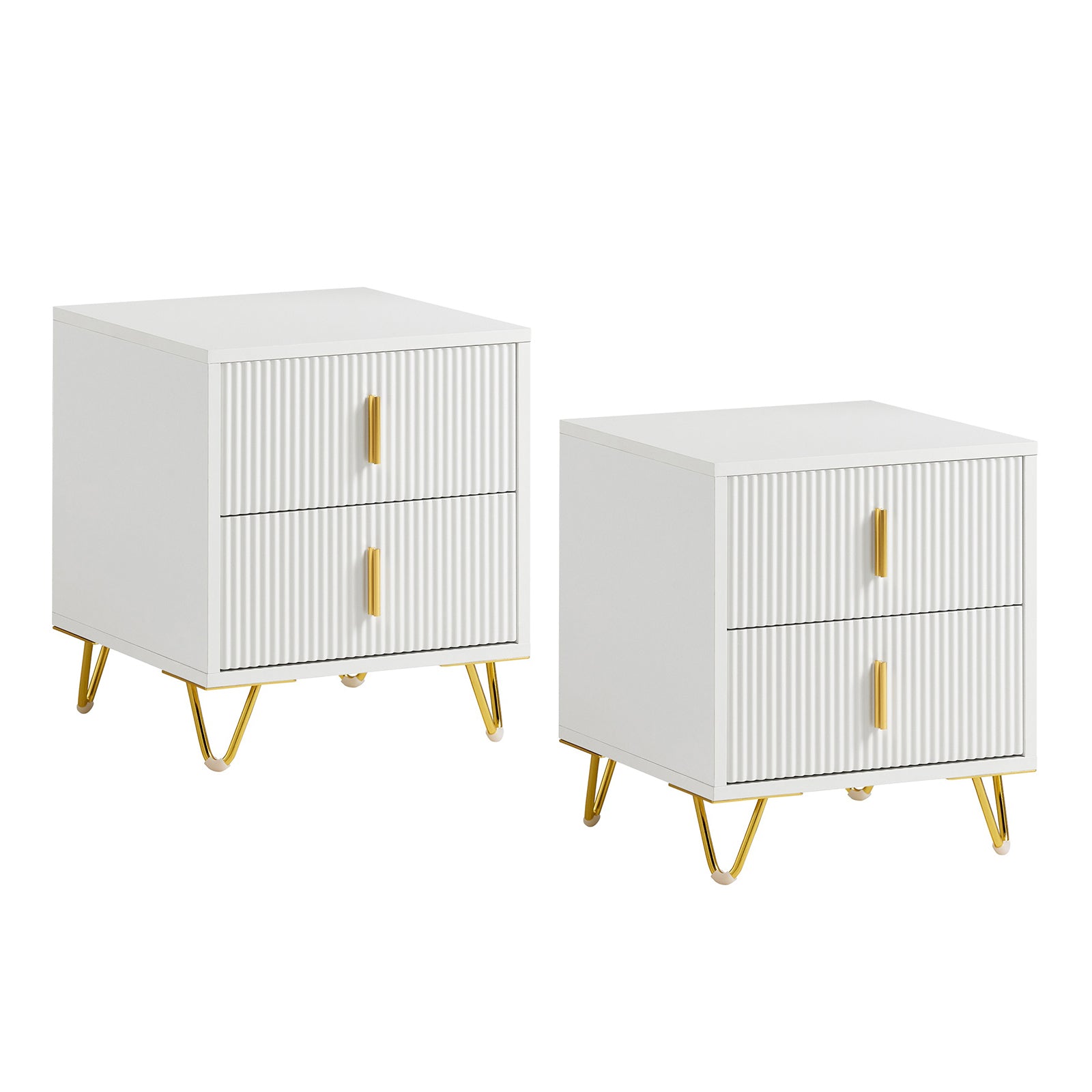 SoBuy | Nachttisch 2er Set | mit 2 Schubladen | Weiß | FBT115-WX2