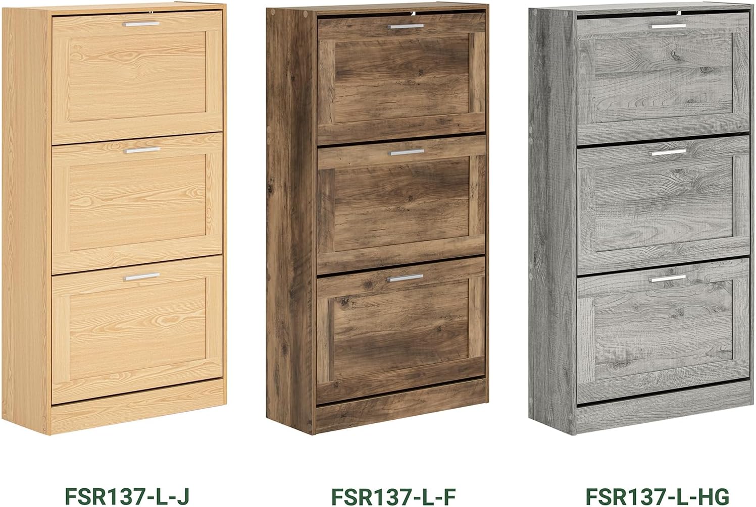 SoBuy | Schuhkipper | Schuhschrank mit 3 Klappen | Schuhkommode | Vintage | FSR137-L-F