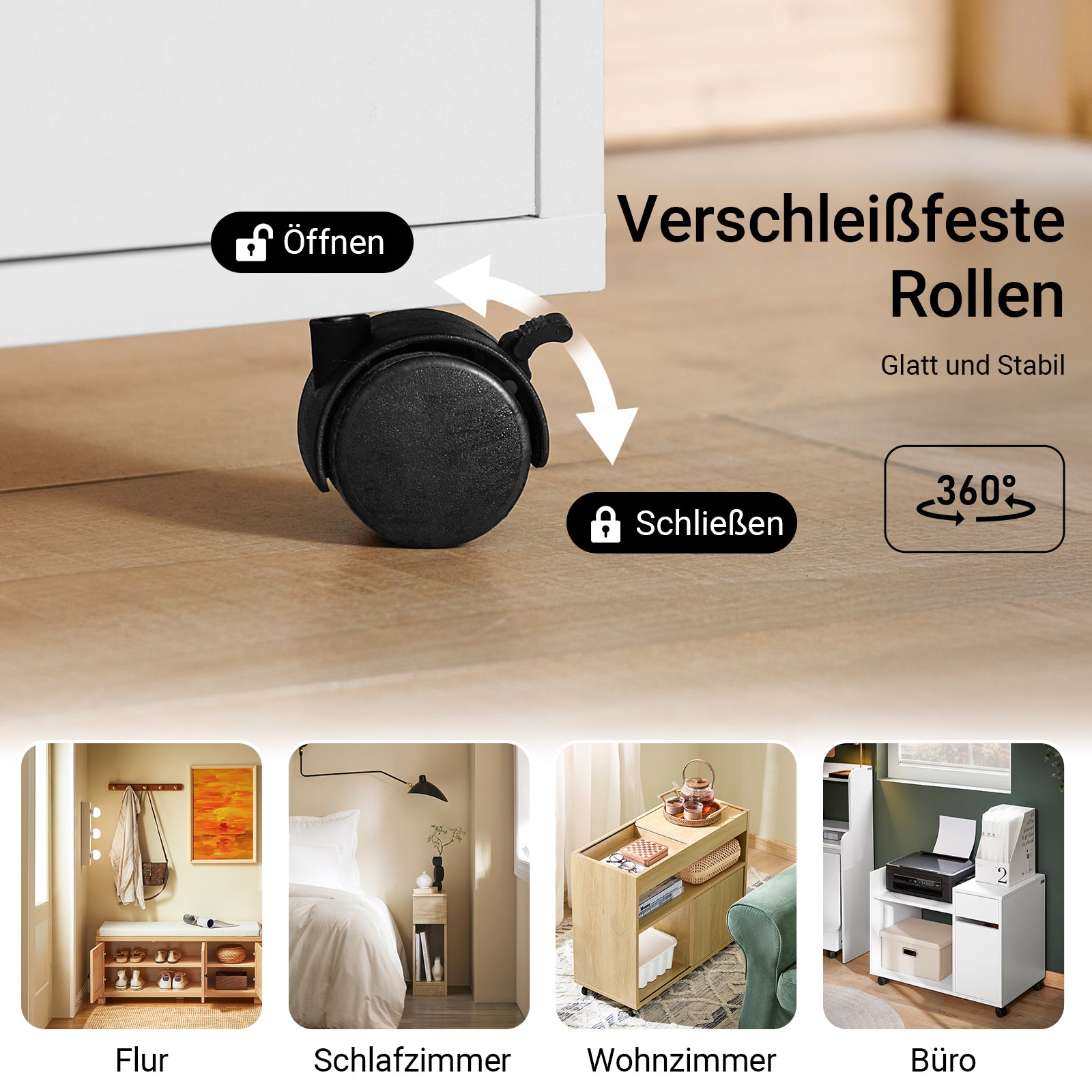 SoBuy | Aktenschrank | Aktenschrankwagen | Druckertisch | Rollcontainer | Weiß | ASK02-W