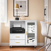 SoBuy | Sideboard auf Rollen | Küchenwagen | Mikrowellenschrank | Aufbewahrungsschrank | ASK09-W