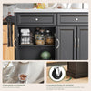 SoBuy | Kücheninsel | Küchenwagen mit erweiterbarer Arbeitsfläche | Küchenschrank Schwarz | FKW71-SCH