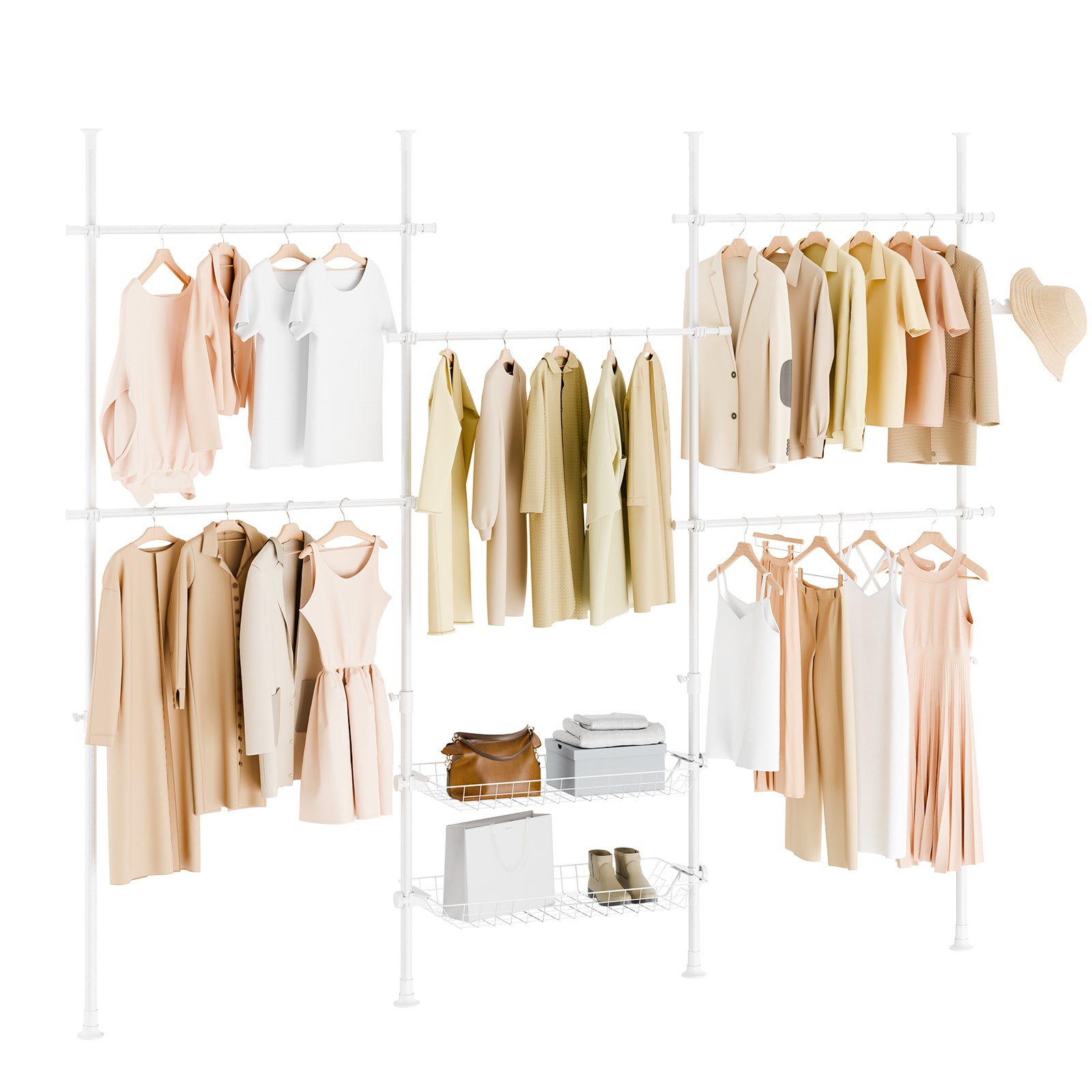 SoBuy | Teleskop Kleiderstange | Kleiderstangen System | Weiß | KLS04-II-W