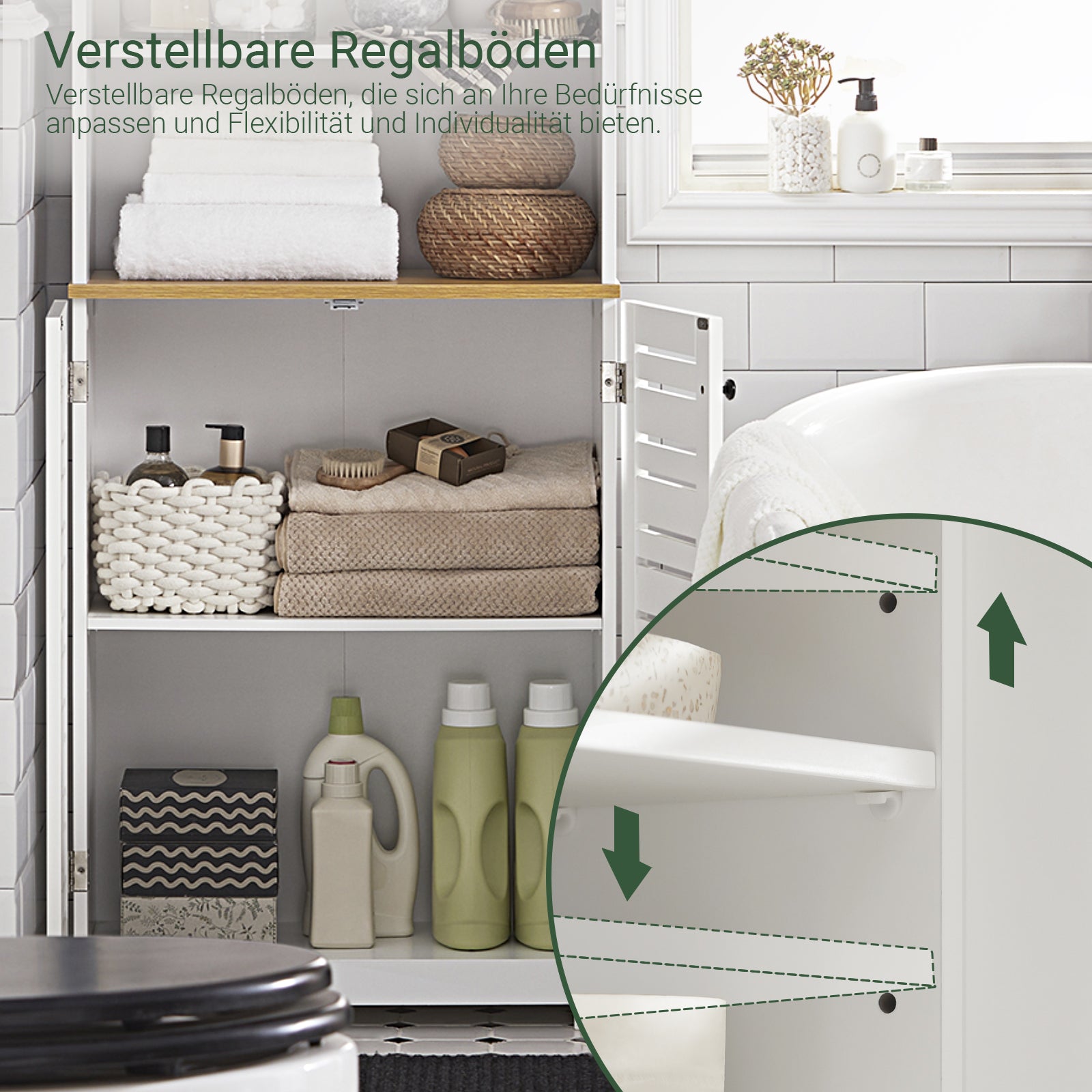 SoBuy | Badezimmer Hochschrank | Badschrank Weiß | Badezimmermöbel | BZR44-W