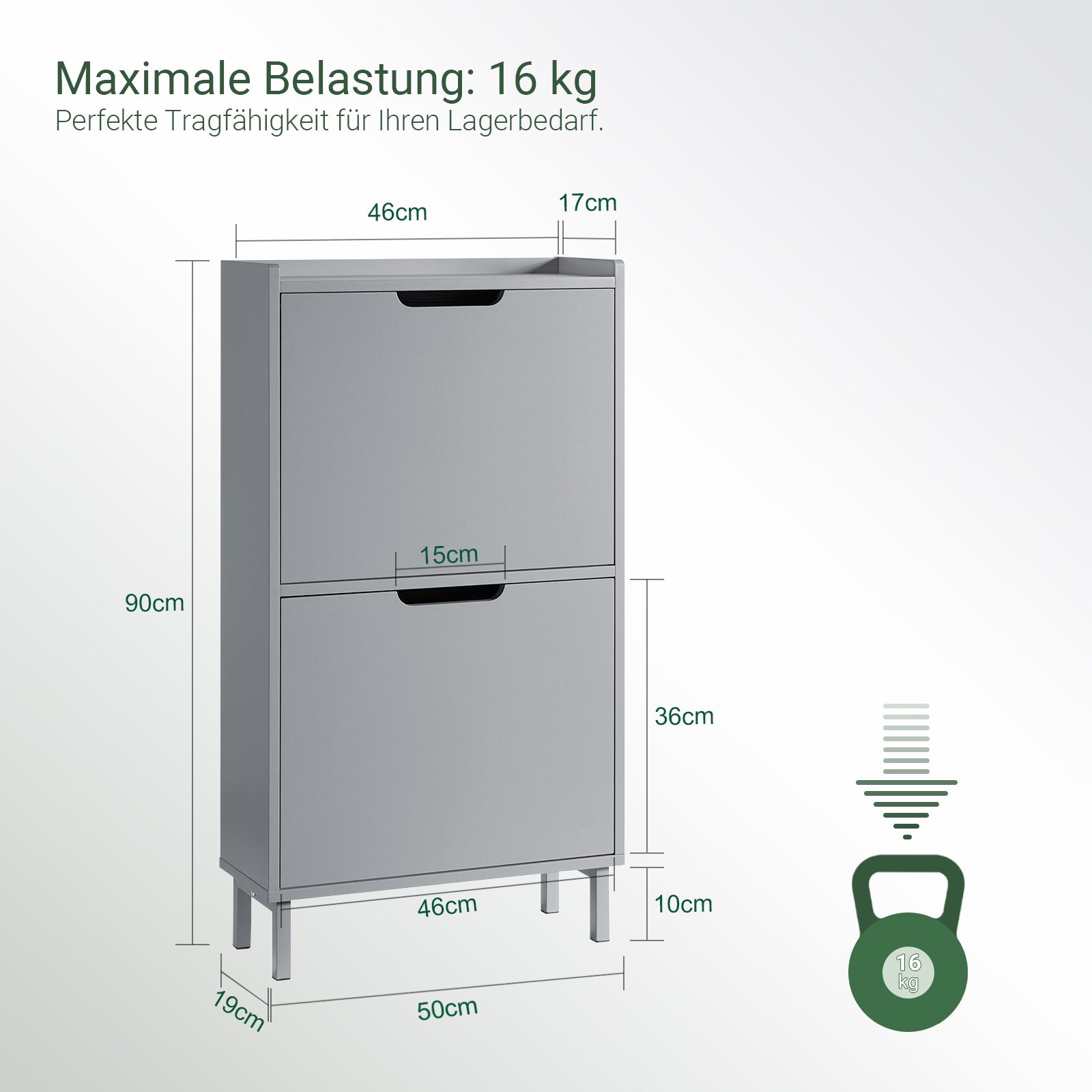 SoBuy | Schuhkipper mit 2 Klappen | Schuhschrank | Schuhkommode | Hellgrau | FSR151-HG