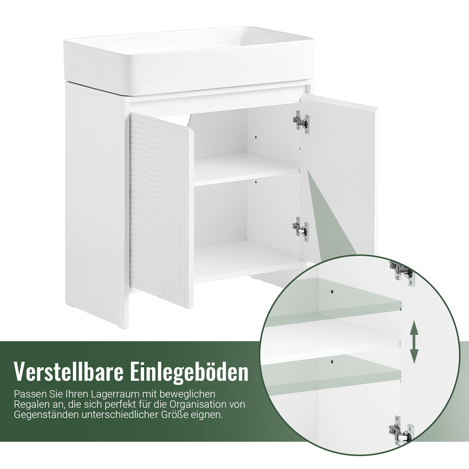 SoBuy | Waschbeckenunterschrank | Badezimmerschrank | Badmöbel Weiß | BZR157-W