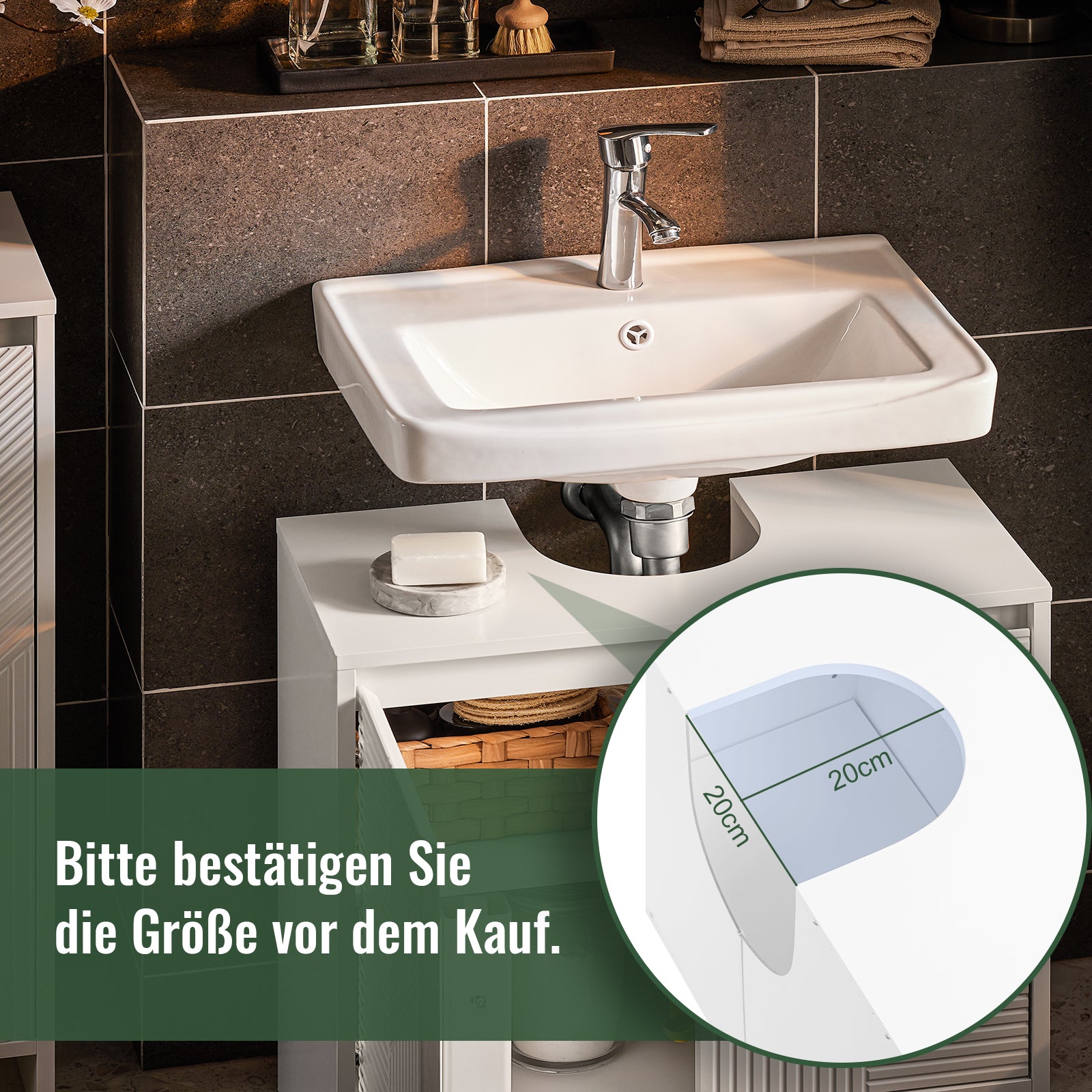 SoBuy | Waschbeckenunterschrank | Badezimmerschrank | Badmöbel Weiß | BZR157-W