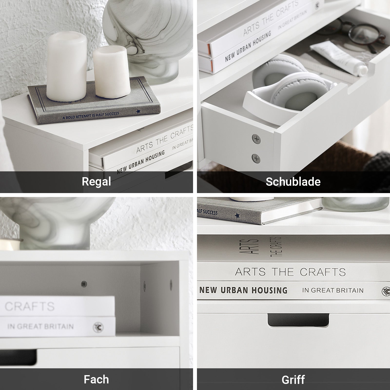 SoBuy | 2er Set Nachttisch | Nachtregal | Schweberegal | Wandschrank | NKD03-Wx2