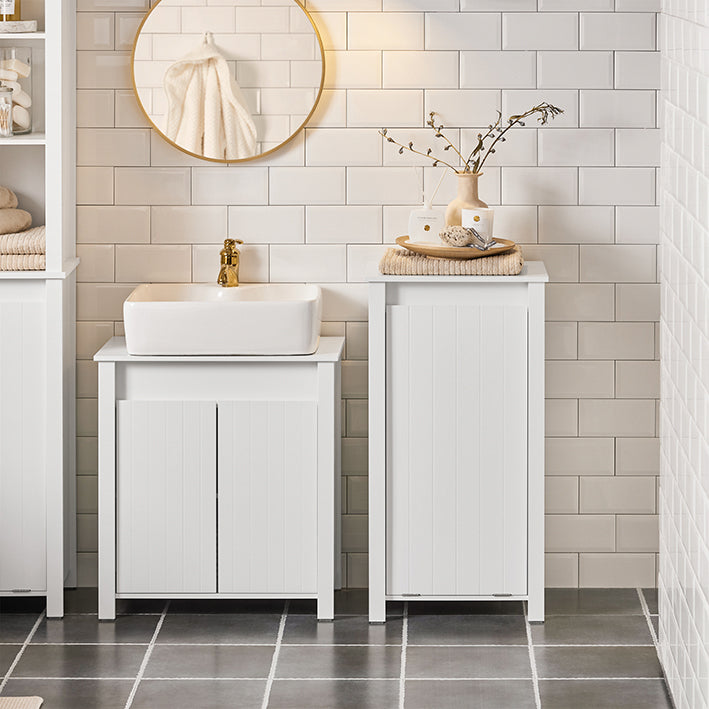 SoBuy | Wäscheschrank mit ausklappbarem Wäschesack | Wäschesammler | Wäschekorb | Weiß | BZR100-W