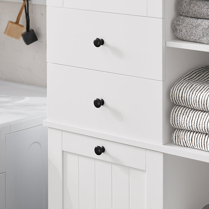 SoBuy | Hochschrank | mit ausklappbarem Wäschesack | Badschrank | Badregal | Weiß | BZR104-W