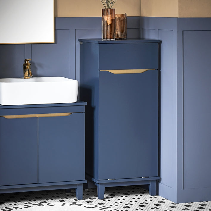 SoBuy | Wäscheschrank mit Wäschesack | Wäschesammler | Wäschekorb | Blau | BZR114-B