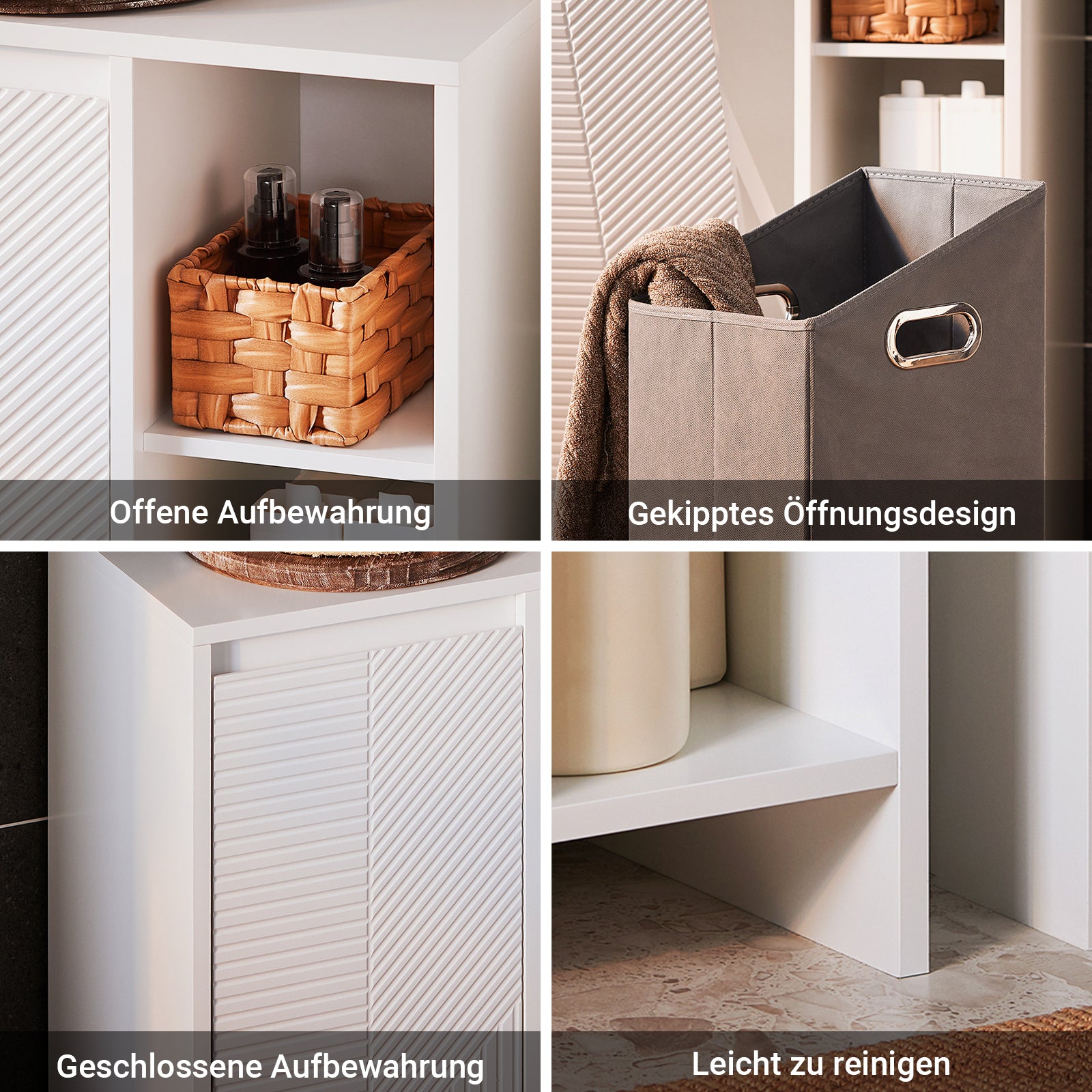 SoBuy | Wäscheschrank | Badschrank mit Wäschesack | Badkommode Weiß | BZR156-W