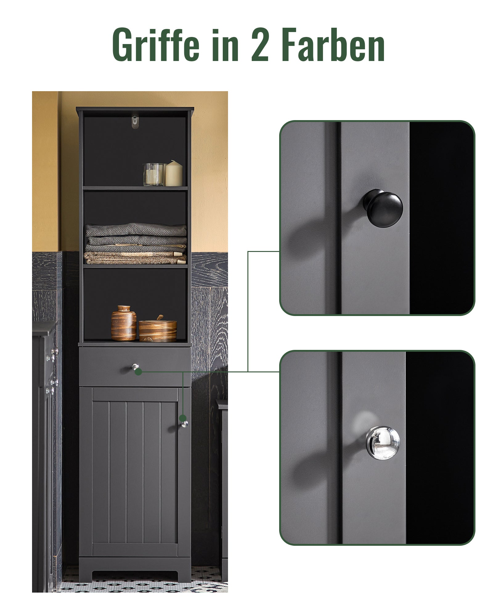 SoBuy | Bad Hochschrank | Badschrank | Badregal Dunkelgrau | BZR17-DG