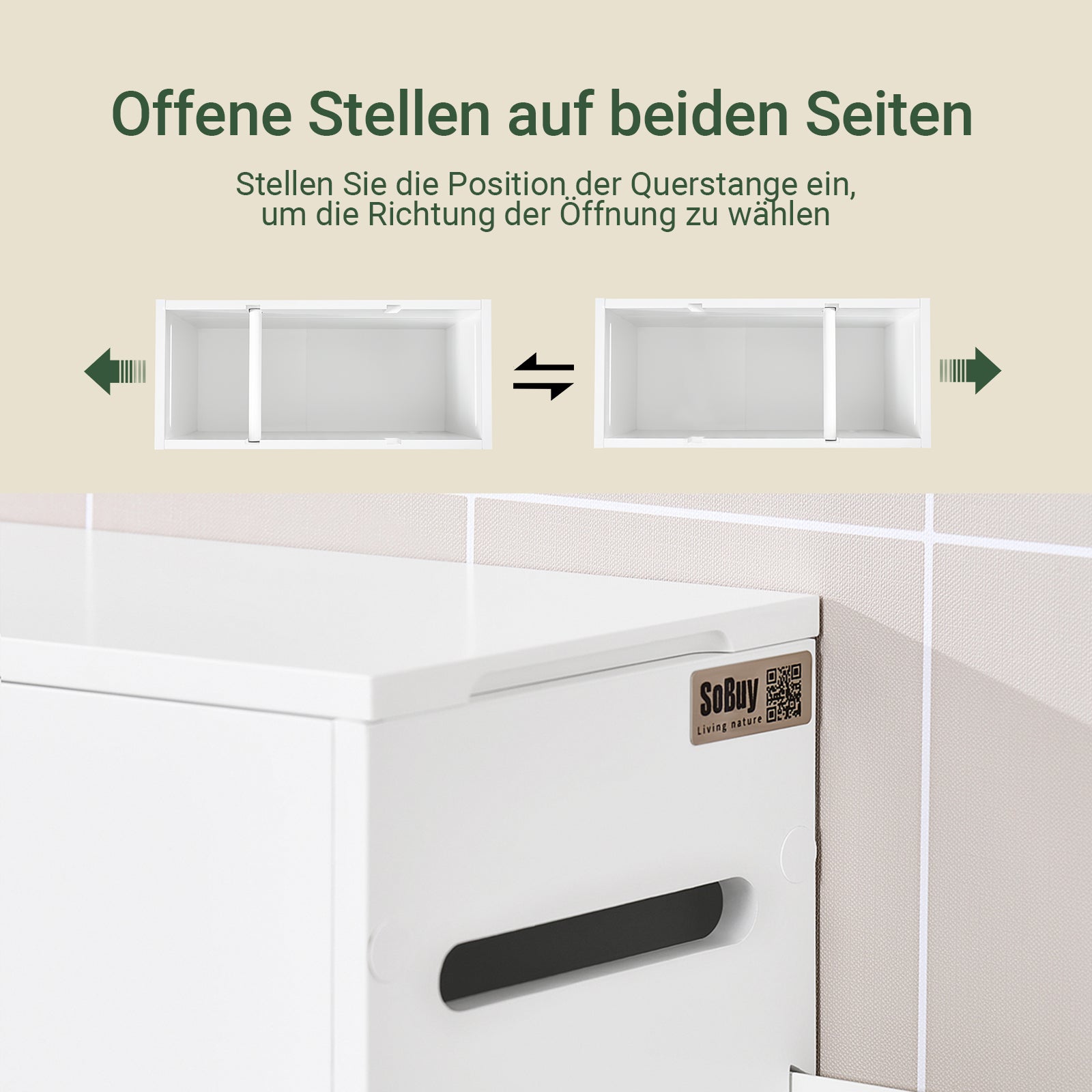 SoBuy | Toilettenpapierhalter | Nischenregal | Badschrank Weiß | BZR199-W