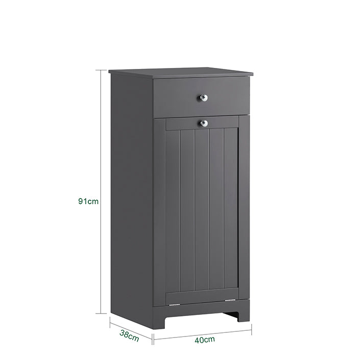 SoBuy | Wäscheschrank mit Wäschesack | Wäschesammler | Wäschekorb Dunkelgrau | BZR21-DG