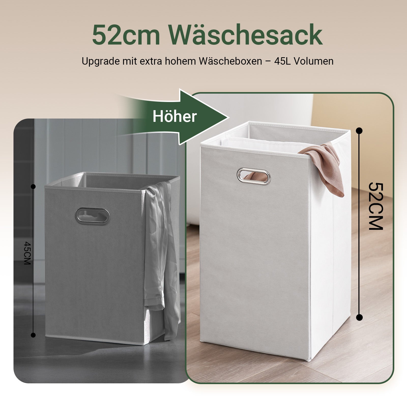 SoBuy | Wäscheschrank mit Wäschesack | Wäschesammler | Wäschekorb Dunkelgrau | BZR21-II-DG