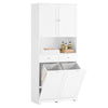 SoBuy | Badezimmerschrank schmal | Hochschrank | mit 2 Wäschekörben | 2 Schubladen | 78x38x181cm | Weiß | BZR215-W