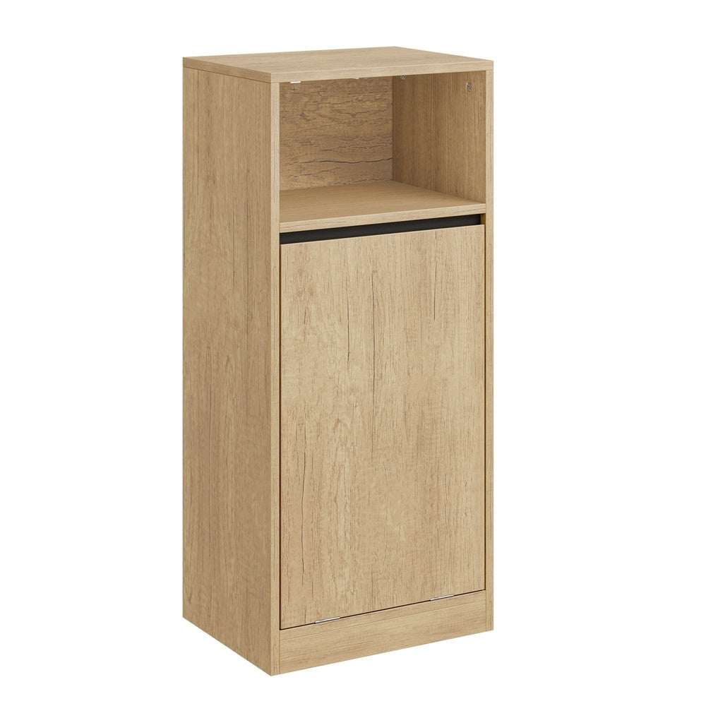 SoBuy Wäschesammler Badezimmerschrank schmal in Light Oak Helle Eiche 40×30×90 cm BZR236-E-N