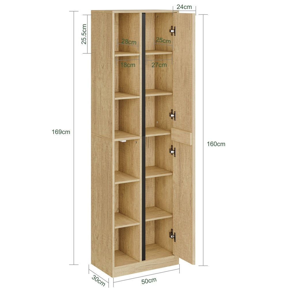 SoBuy Hochschrank Badezimmerschrank schmal in Light Oak Helle Eiche BZR237-E-N