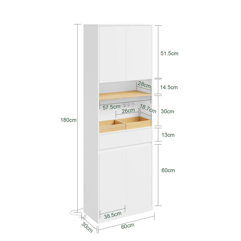 SoBuy | Badezimmer Hochschrank | Badezimmerschrank schmal mit Wäschekorb | Weiß | BZR241-E-W