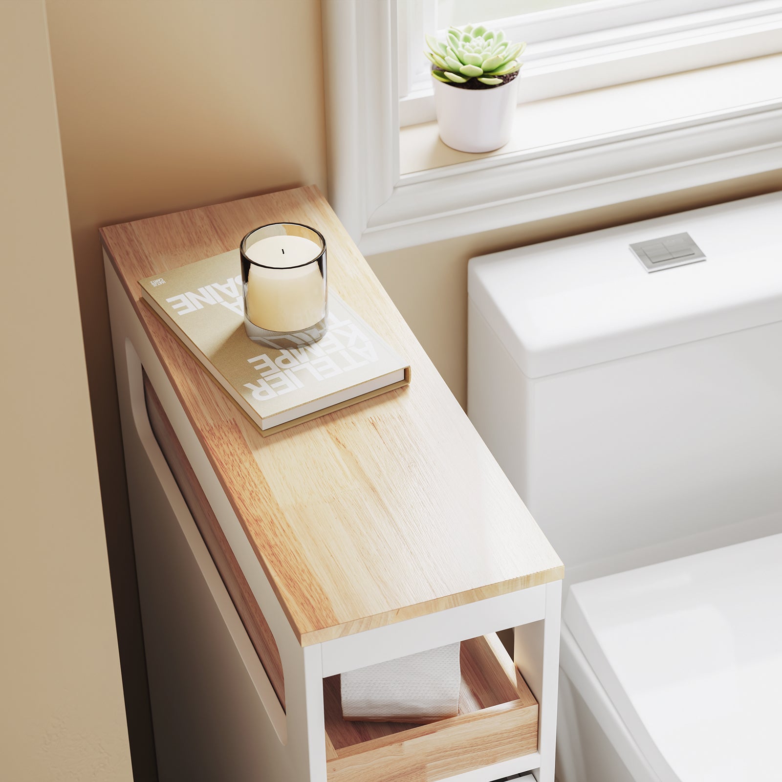 SoBuy Badezimmerschrank Schmal mit 3 Schubladen Weiß | BZR54-II-W