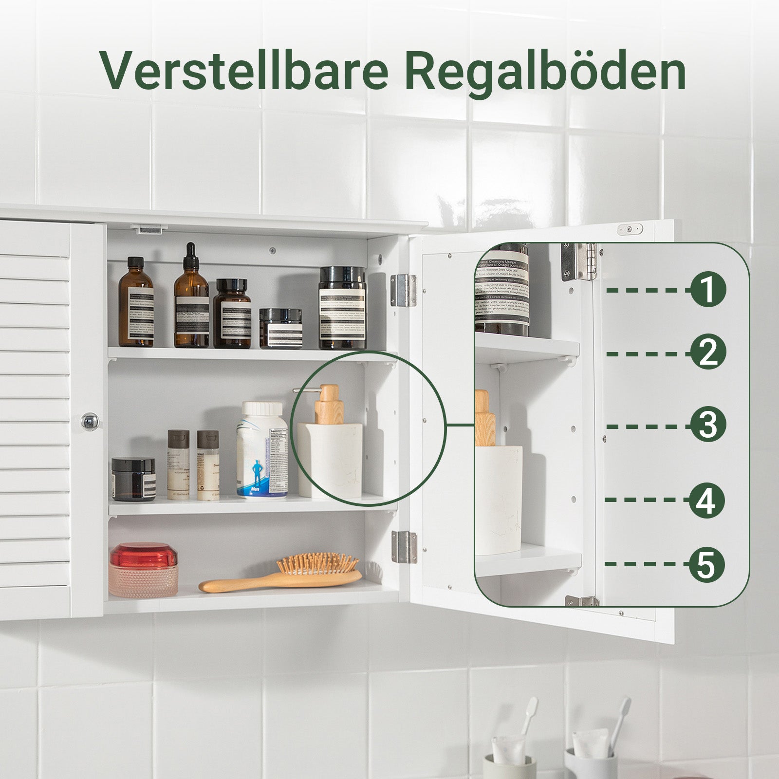 SoBuy | Spiegelschrank | Hängeschrank mit Spiegeltür | Badschrank Weiß | BZR55-W
