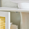 SoBuy | Waschbeckenunterschrank mit Gitteroptik-Türen | Badschrank | Waschtisch | Weiß-Gelb | BZR72-II-W
