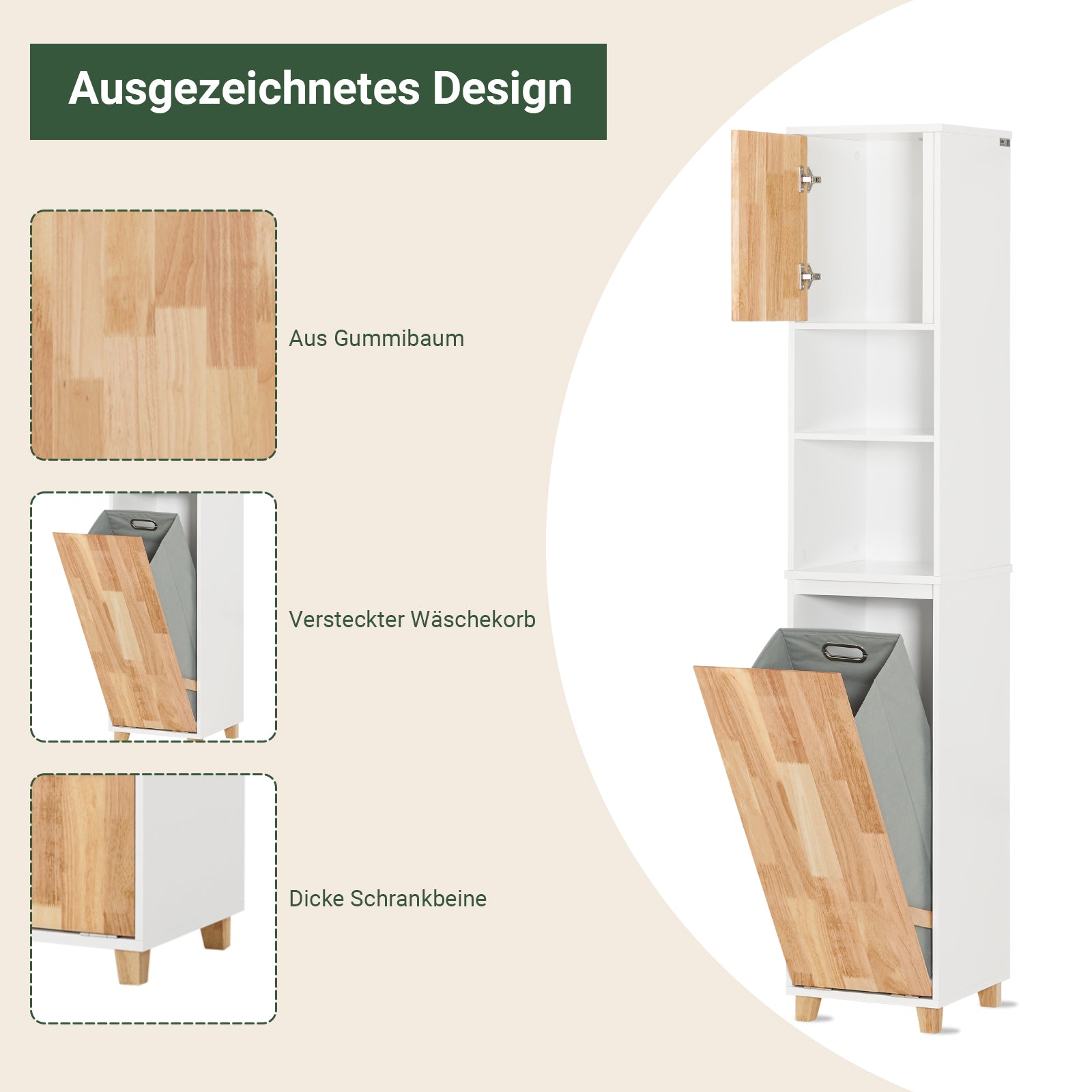 SoBuy | Bad Hochschrank | Badschrank | Wäscheschrank | Badmöbel | BZR74-W