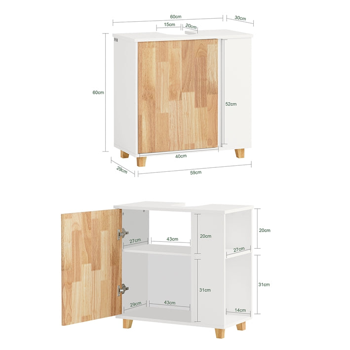 SoBuy | Waschbeckenunterschrank | Waschtisch | Badschrank Weiß-Natur | BZR75-W