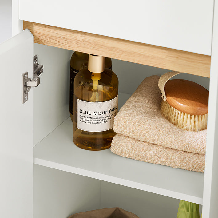 SoBuy | Bad Hochschrank | Badschrank mit 2 Türen | Badregal | Badezimmermöbel | Weiß | BZR80-W