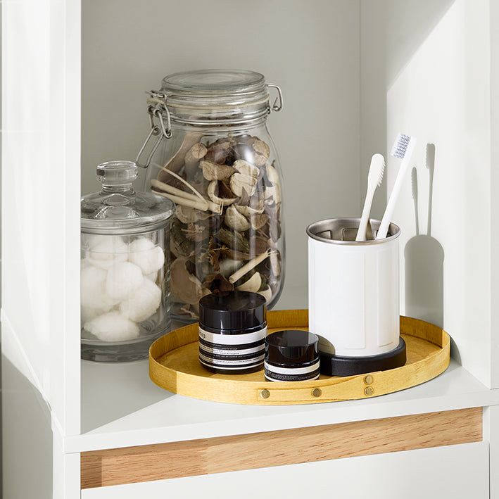 SoBuy | Bad Hochschrank | Badschrank mit 2 Türen | Badregal | Badezimmermöbel | Weiß | BZR80-W