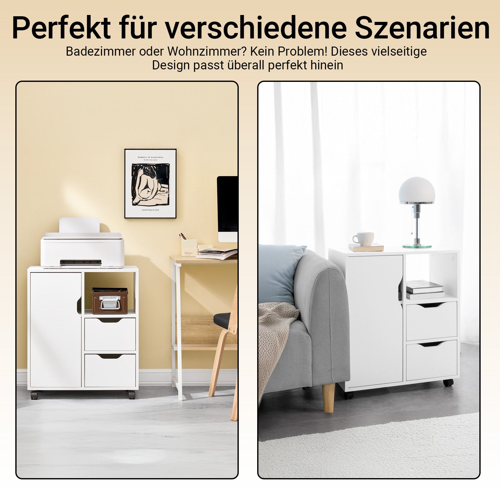 SoBuy | Druckertisch mit Schublade | Beistelltisch | Couchtisch Weiß | FBT105-W