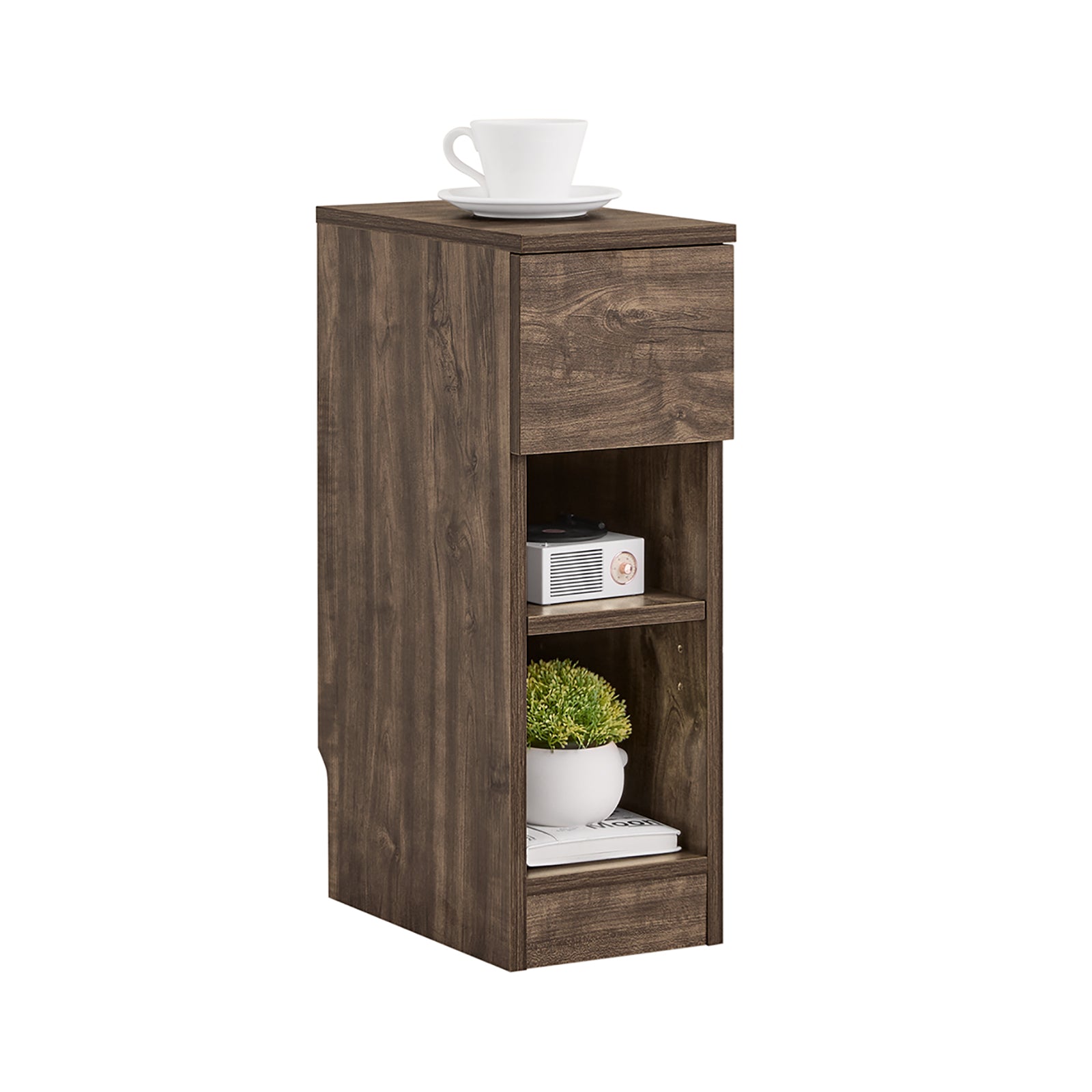 SoBuy | Nachttisch schmal Beistelltisch | mit Schublade Braun | 20x60x35cm | FBT111-SN