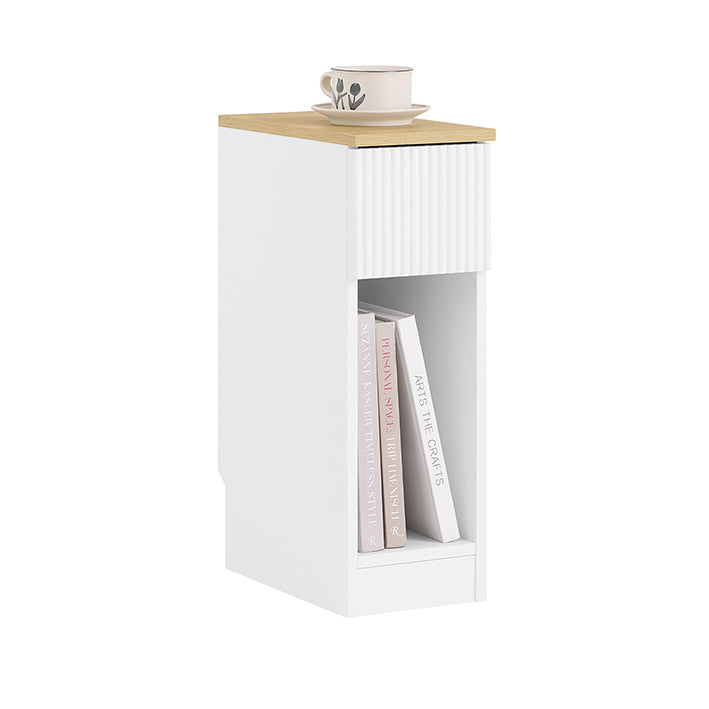 SoBuy | Nachttisch schmal | mit Wellen-Design-Schublade | Weiß | 20x60x35cm | FBT111-W
