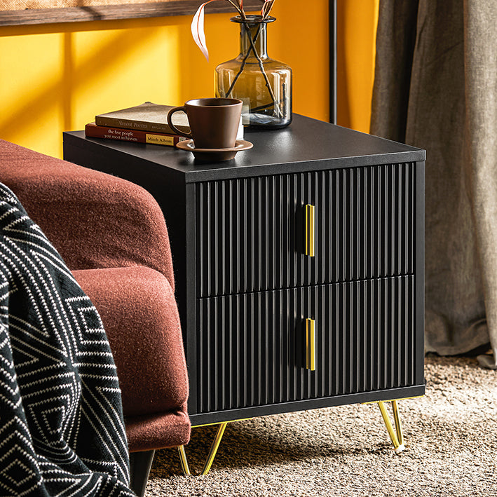SoBuy | Nachttisch mit 2 Schubladen | Sofatisch | Beistelltisch | Schwarz | FBT115-SCH