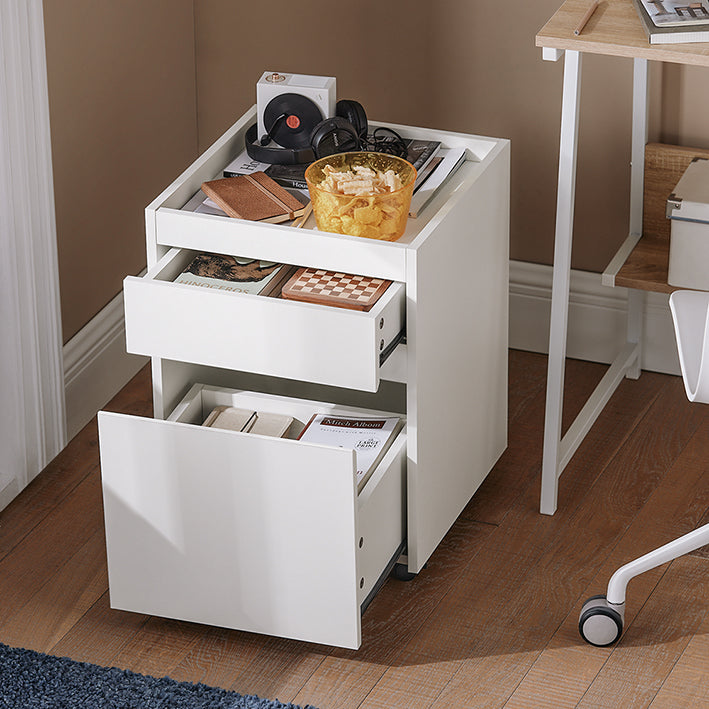 SoBuy | Rollcontainer | Bürowagen | Beistelltisch mit Rollen | Druckertisch | Weiß | FBT121-W