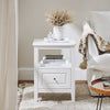 SoBuy | Nachttisch | Beistelltisch mit 1 Schublade | Sofatisch | Weiß | FBT131-W