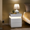 SoBuy | Nachttisch | mit LED-Beleuchtung | Beistelltisch | mit 3 Schubladen | Weiß | FBT167-E-W