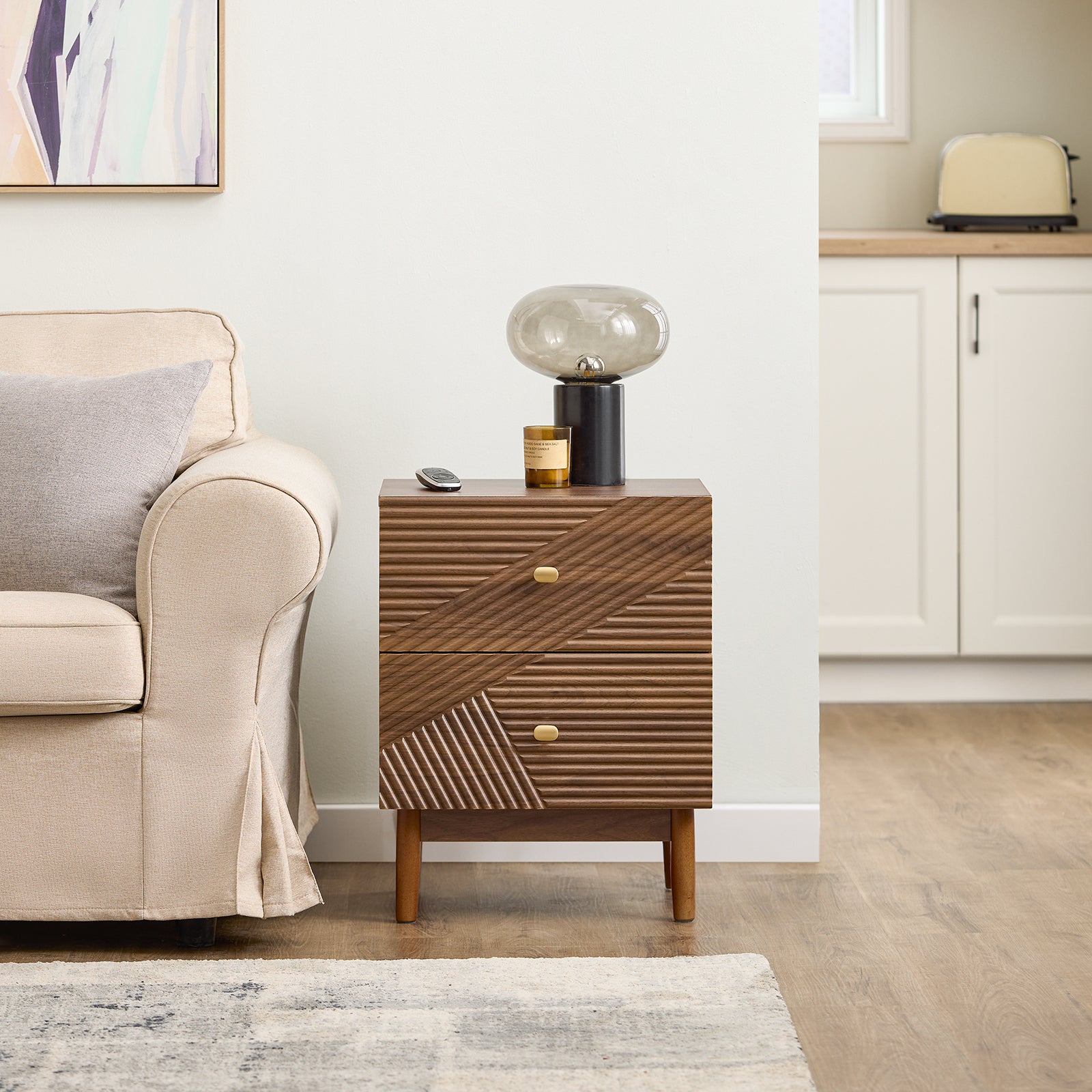 SoBuy | Vintage Nachttisch | Beistelltisch | mit 2 Schubladen | Braun | B45 × T40 × H58 cm | FBT170-N