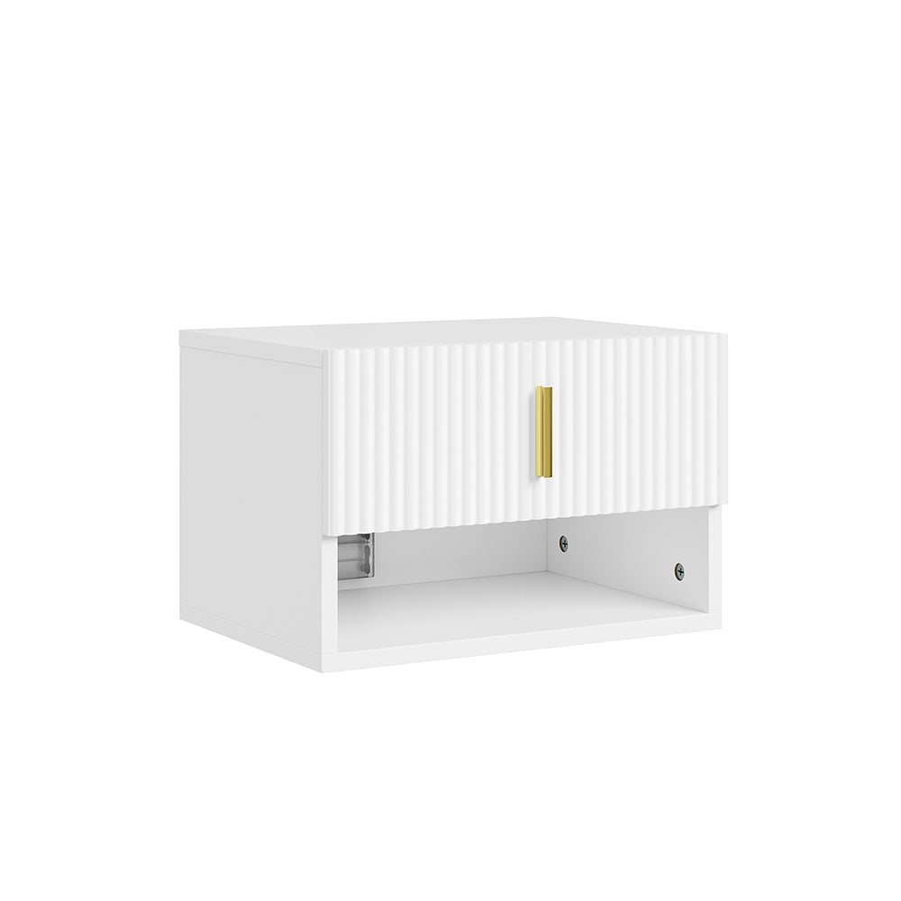 SoBuy Nachttisch hängend mit Sensorlicht und Schublade Weiß FBT176-E-W