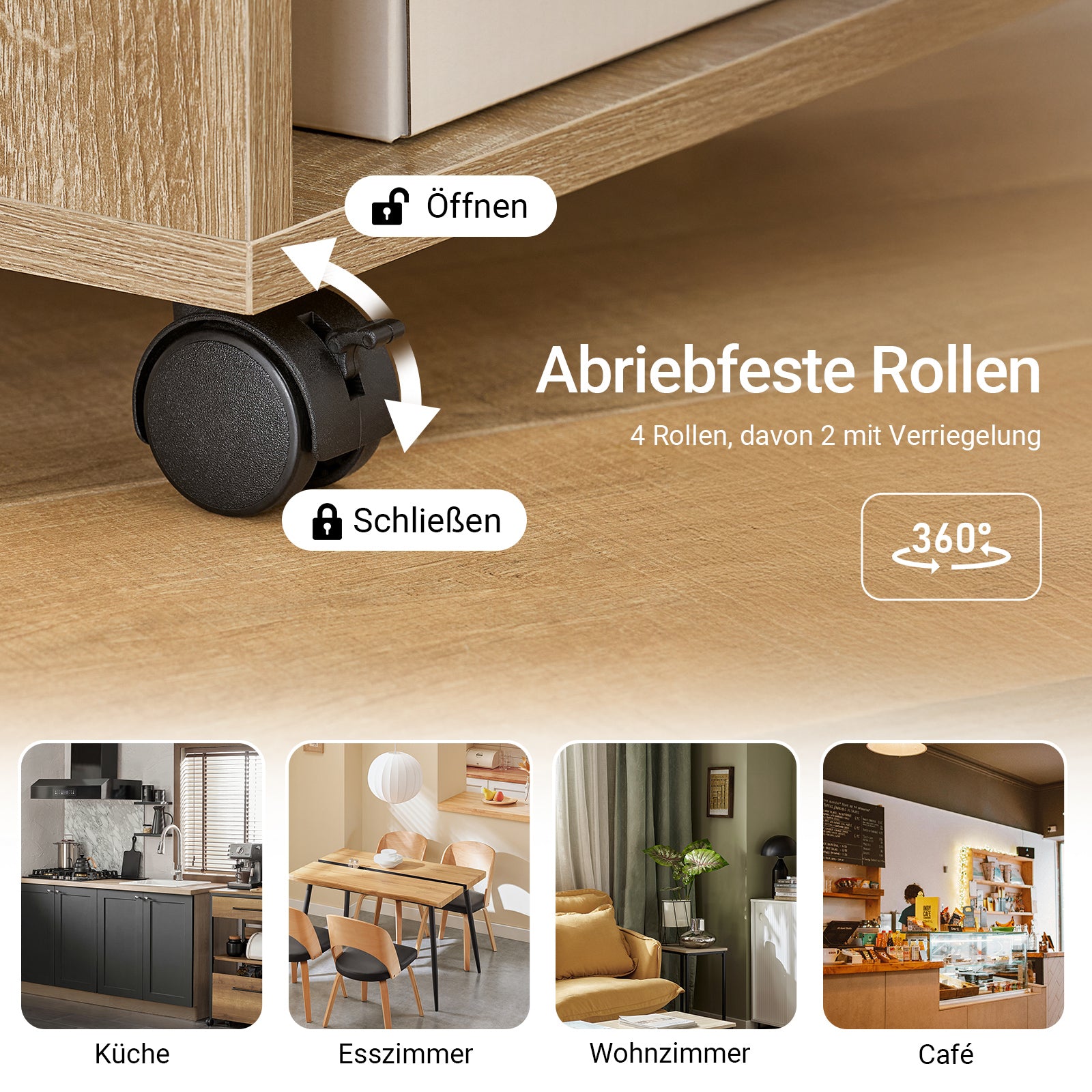 SoBuy | Beistelltisch mit Rollen | Druckertisch | Couchtisch Holz | FBT34-N
