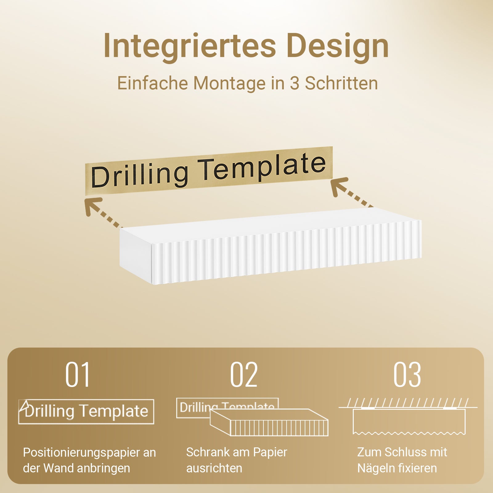 SoBuy | Schweberegal | mit Schublade | LED-Bewegungssensor-Licht | Wandschublade Weiß | FHK38-W