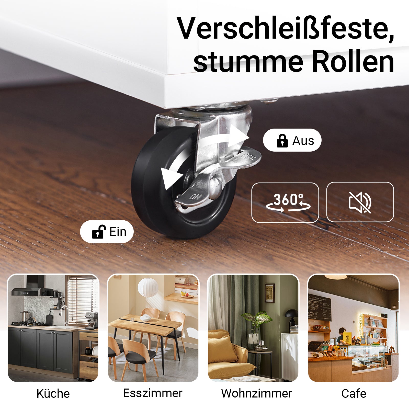 SoBuy | Küchenwagen | Beistellwagen | Rollwagen | Weiß-Natur | FKW102-WN