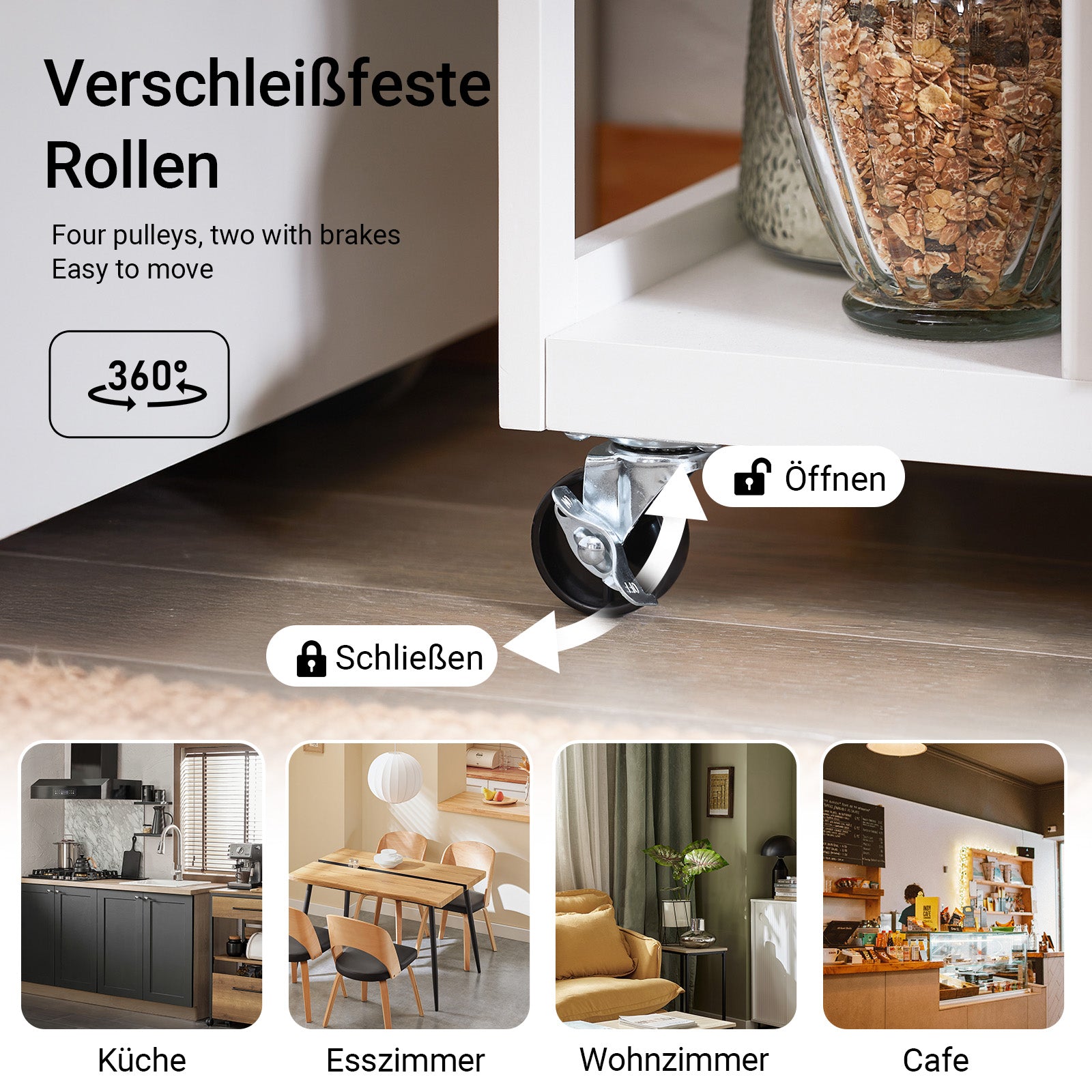 SoBuy | Küchenwagen mit 2 Schubladen | Servierwagen | Weißnatur | FKW111-WN