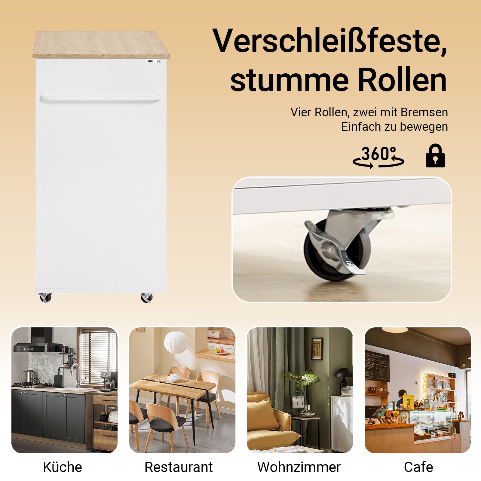 SoBuy | Küchenwagen Servierwagen | Weiß | 82x88x46cm | FKW113-WN