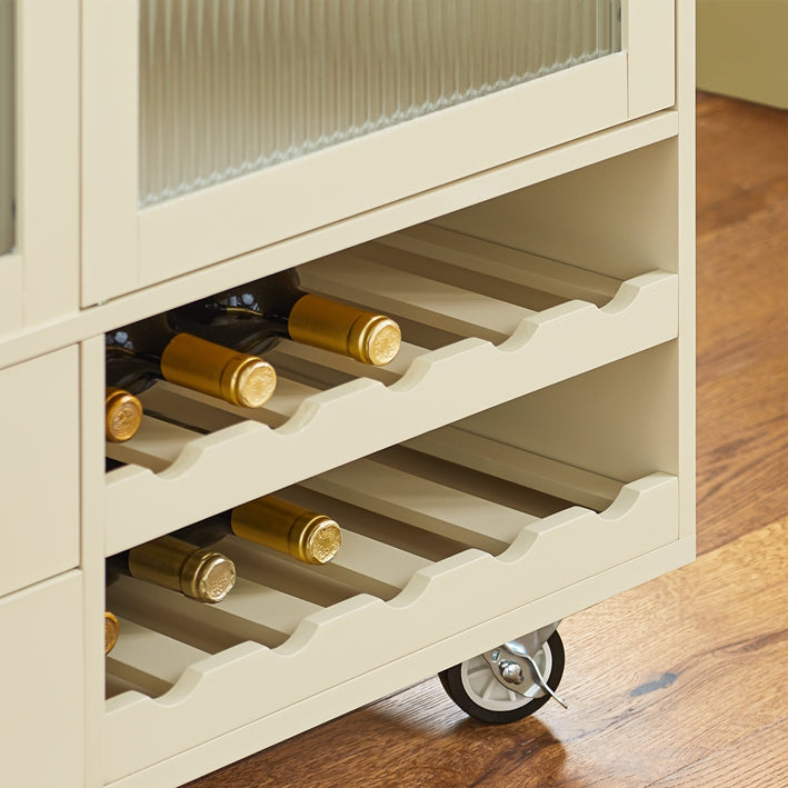 Vorverkauf | SoBuy | Küchenwagen mit Flaschenablage | Kücheninsel mit Weinglashalter | Küchenschrank | Sideboard | Beige | FKW114-MI