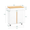 SoBuy Küchenwagen mit Arbeitsplatte Servierwagen Weiß-Natur 74x85x40cm FKW125-WN