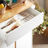 SoBuy Küchenwagen mit Arbeitsplatte Servierwagen Weiß-Natur 74x85x40cm FKW125-WN