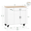 Sobuy | Design kuchyňská skříň bílá | Kuchyňské auto se zásuvkami Servingové dřevo | FKW103 WN