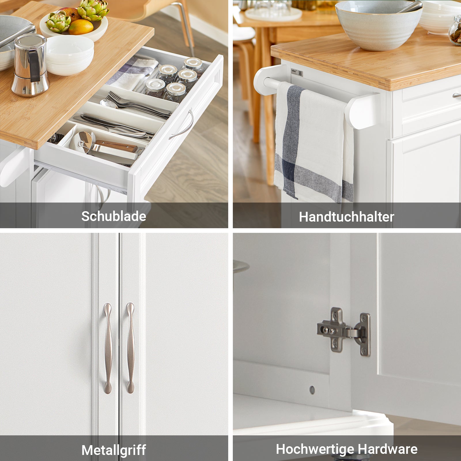 SoBuy | Küchenwagen | Küchenschrank | Servierwagen Weiß | FKW13-WN