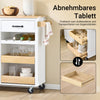 SoBuy | Küchenwagen mit Arbeitsplatte | Servierwagen mit Rollen | 92x87x42cm | Weiß | FKW131-WN